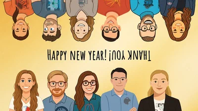 MReye 2025 Christmas card with hidden references to scientific breakthroughs