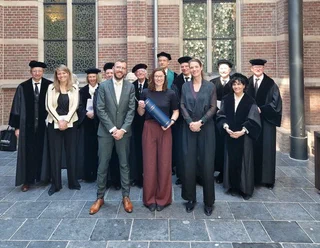 Lisa defending her PhD thesis