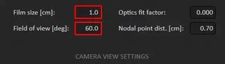 Camera view settings in RayOcular