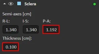 Eye model parameters in RayOcular